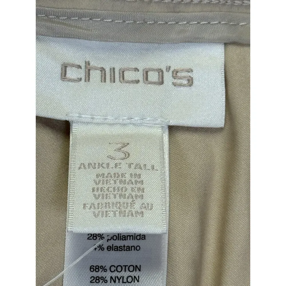 Chico’s Pants Women’s Sz 3 T XL 16 Luxe Twill Utility Basic Crop Khaki Tan NWT - Picture 8 of 15